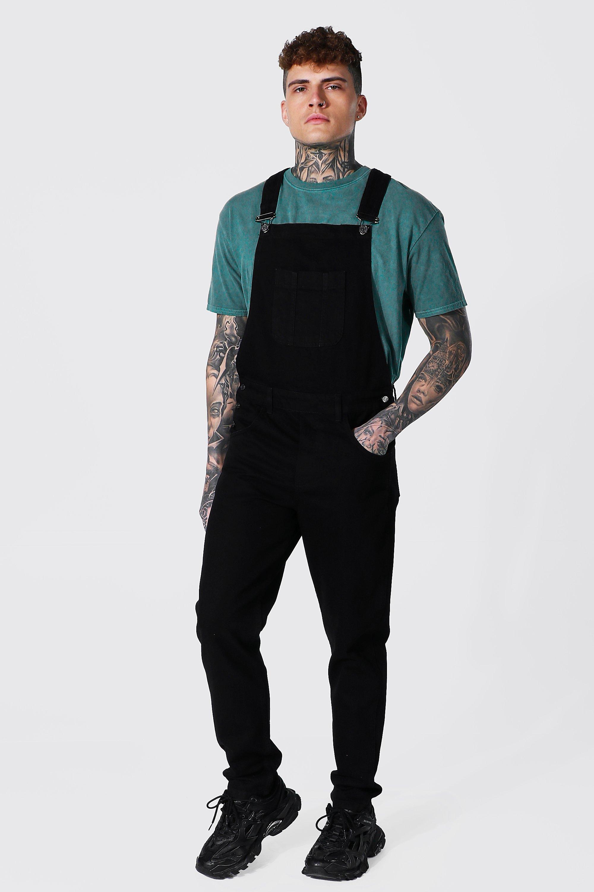 Mens black best sale overalls slim